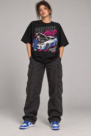 Pop The Hood Midnight Tune oversized T-shirt front view