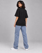 90s Club women oversized black T-shirt clean back