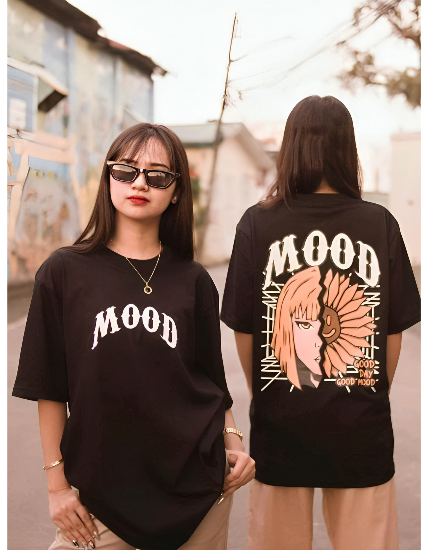 Mood oversized t-shirt for girls