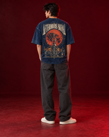 AFTERHOURS SIGNAL ACID WASH OVERSIZED T-SHIRT – NAVY