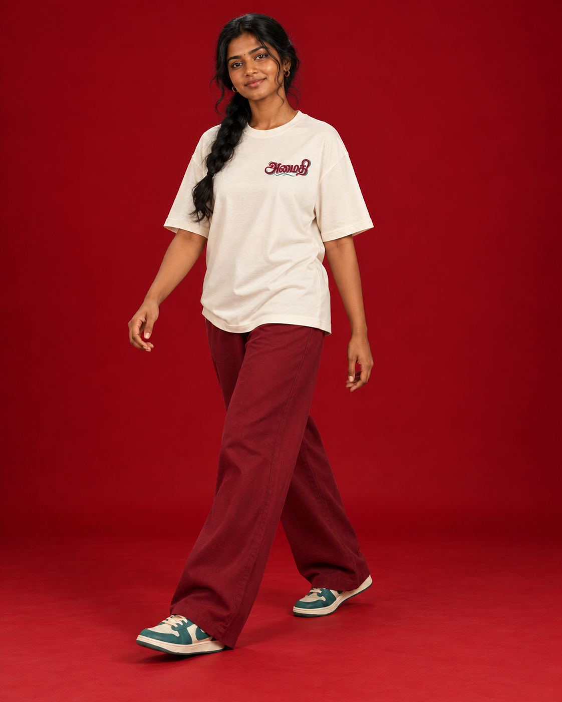 AMAITHI Tamil typography offwhite tee Side view