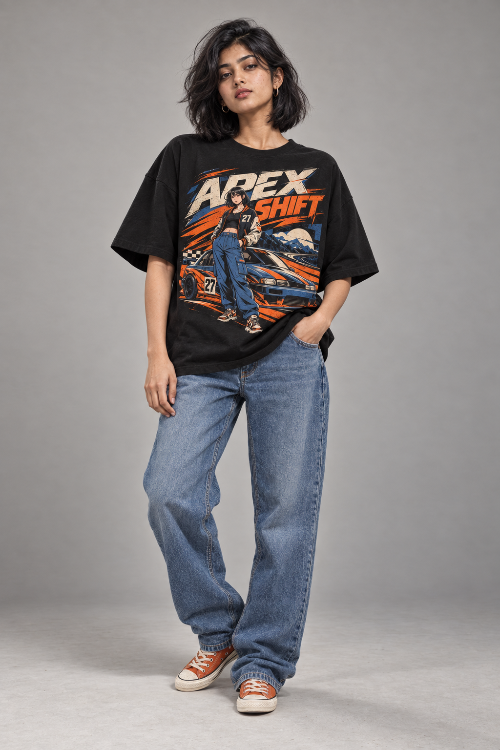 APEX SHIFT 27 women's oversized T-shirt front view