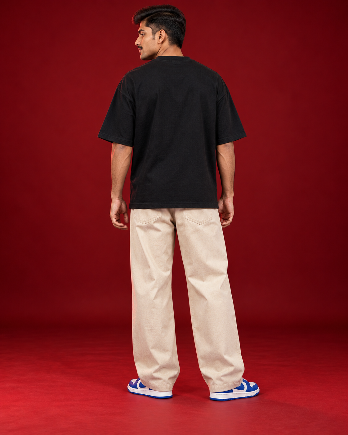 APNA ANDAAZ Hindi typography black tee Back view