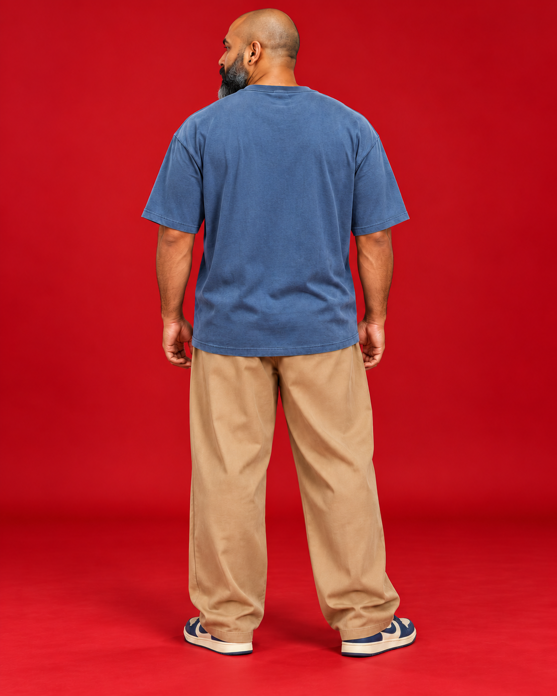 Bhook Lagli blue oversized T-shirt updated plain back view front print only