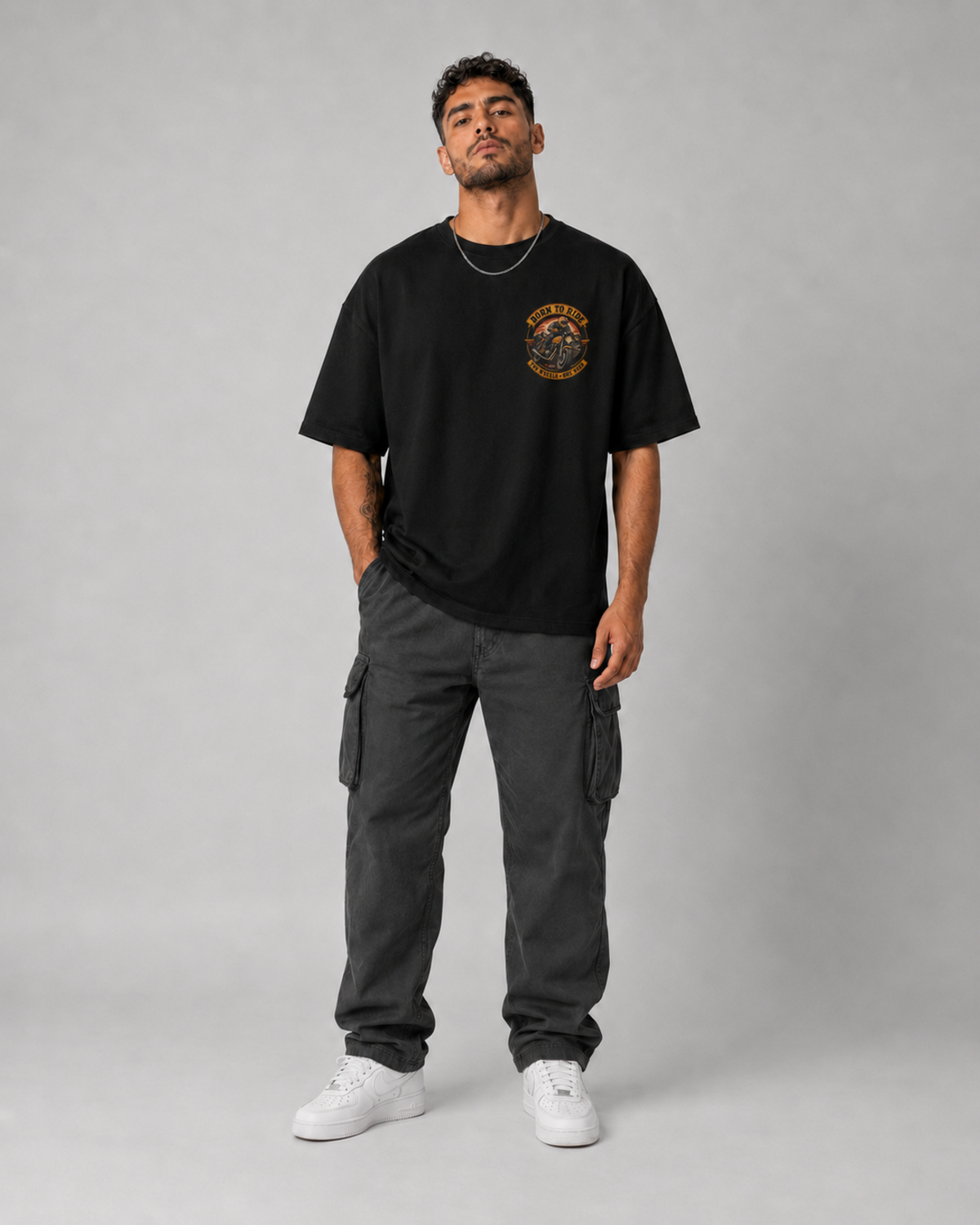 Born To Ride small pocket-logo oversized T-shirt front