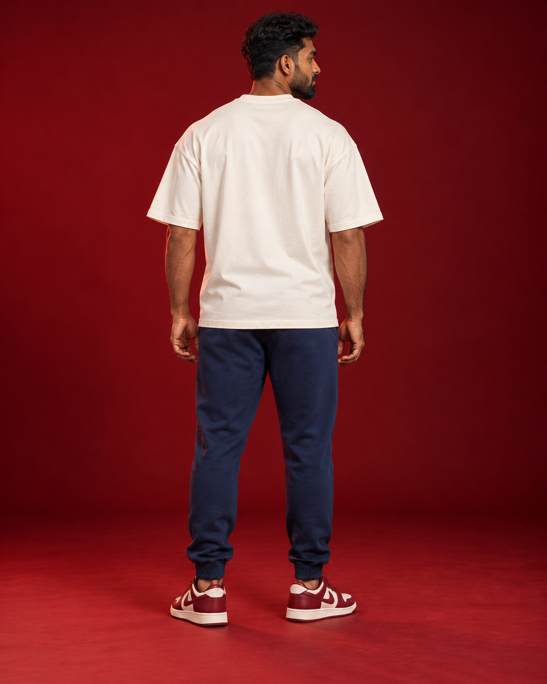 BUILT BY CONSISTENCY men's offwhite gym tee Back view