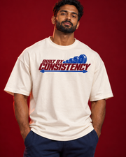 BUILT BY CONSISTENCY men's offwhite gym tee Close view