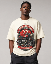 California Road Culture 77 oversized T-shirt close-up