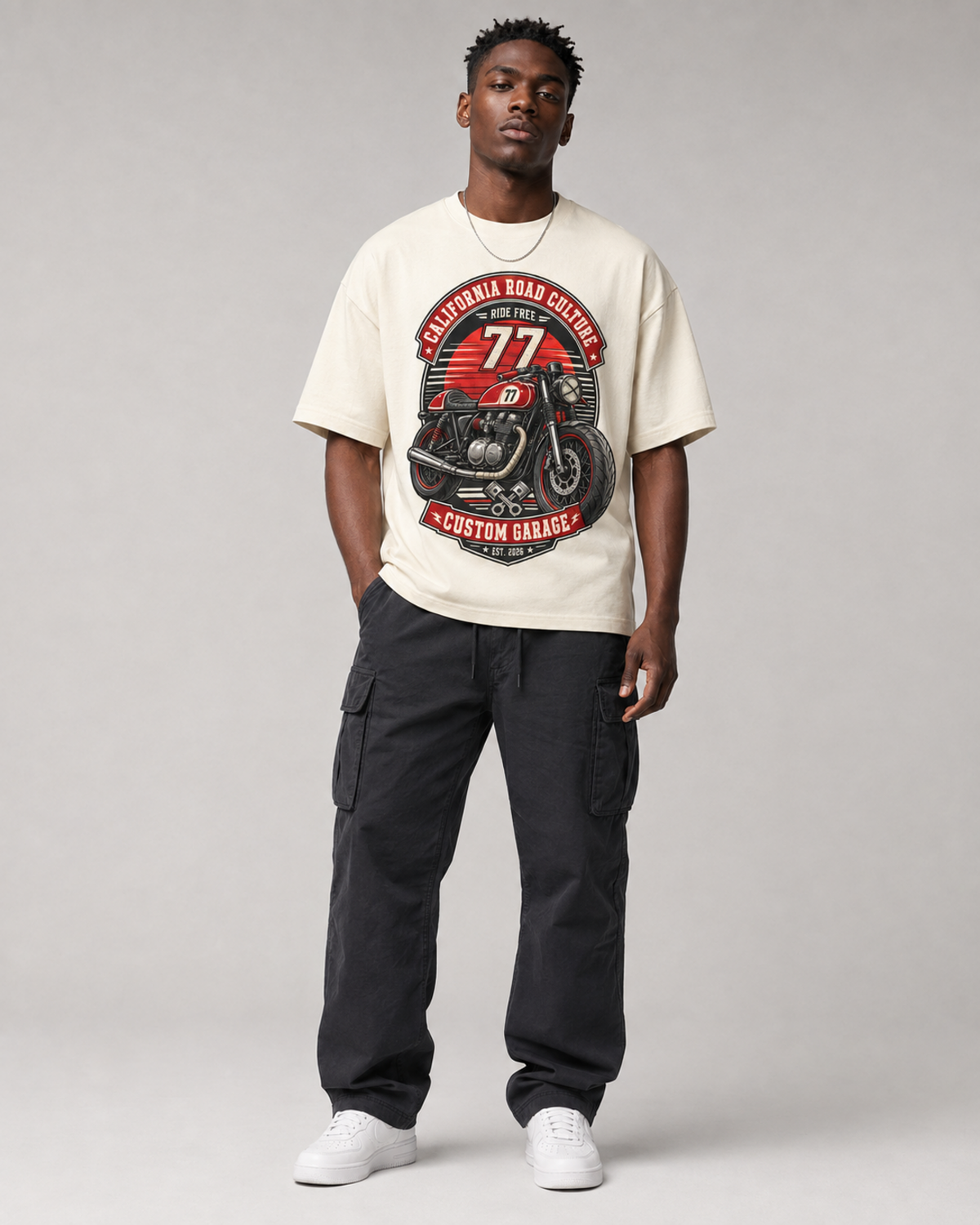 California Road Culture 77 oversized T-shirt front