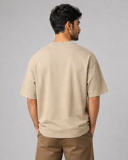 CARDIO TRAINING Beige Oversized T-Shirt Back View