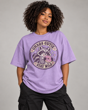 CHAOS CUTIE WOMEN'S OVERSIZED T-SHIRT in Lavender – close-up