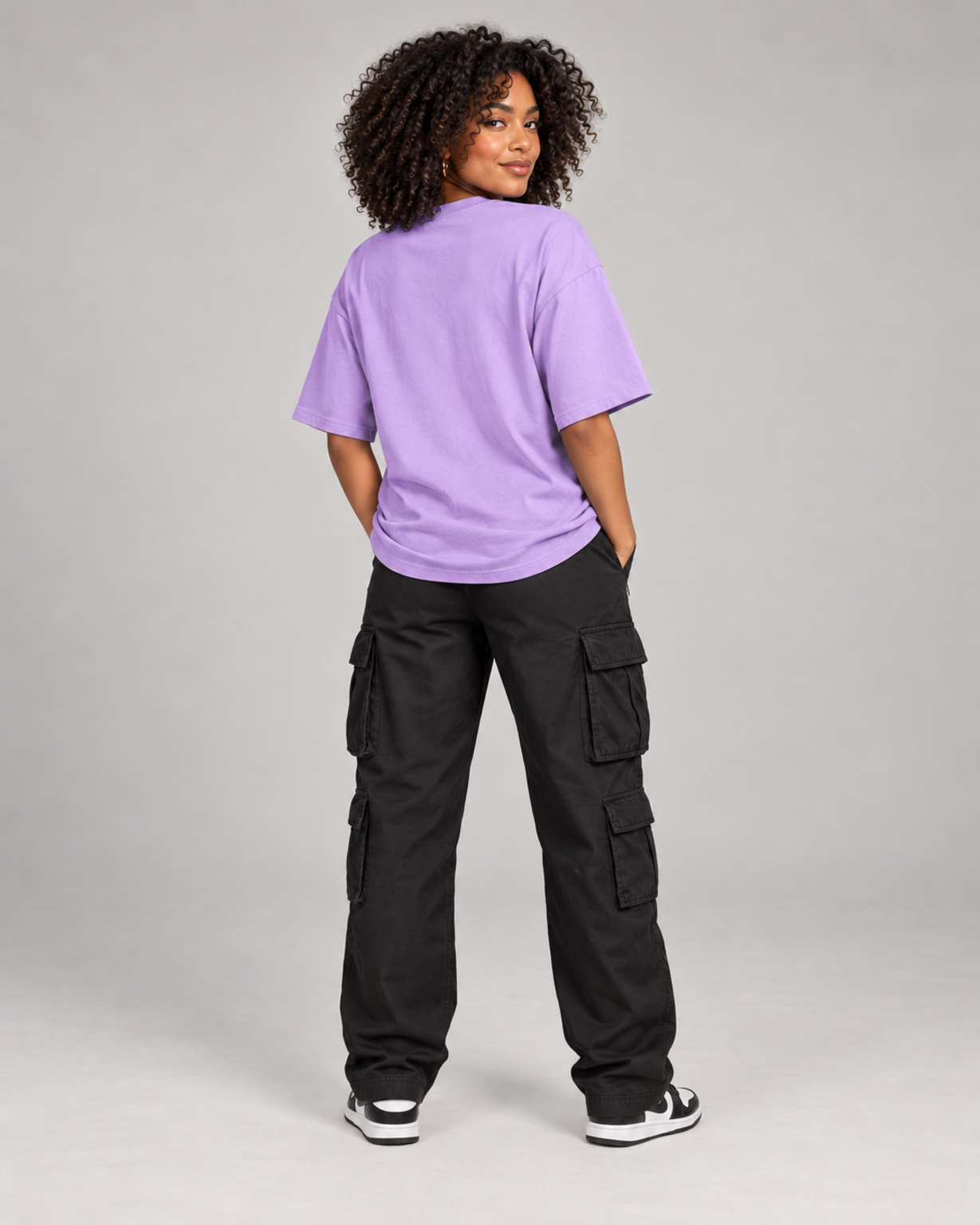 CHAOS CUTIE WOMEN'S OVERSIZED T-SHIRT in Lavender – clean back