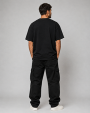 Chase the Horizon oversized black T-shirt clean back view