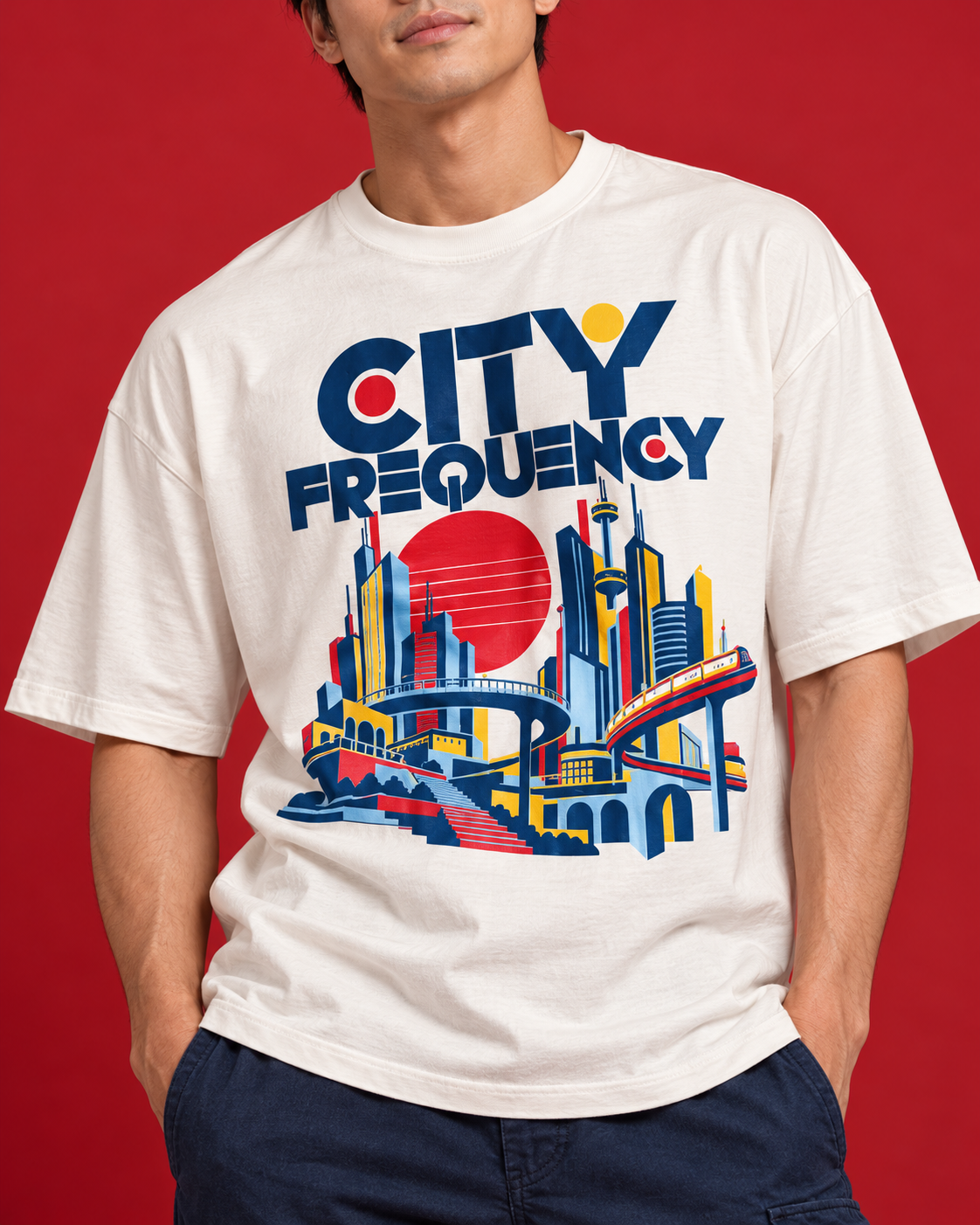 CITY FREQUENCY architectural print cotton close-up