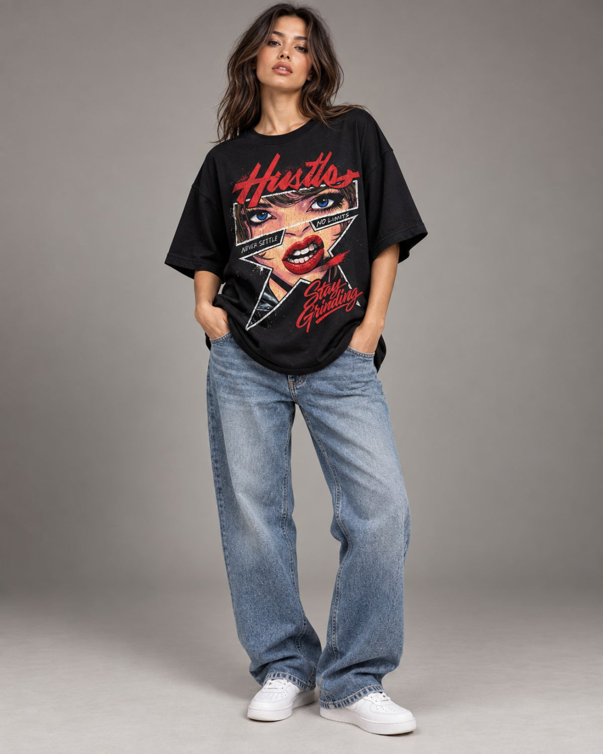 City Rush Hustle women oversized T-shirt full front