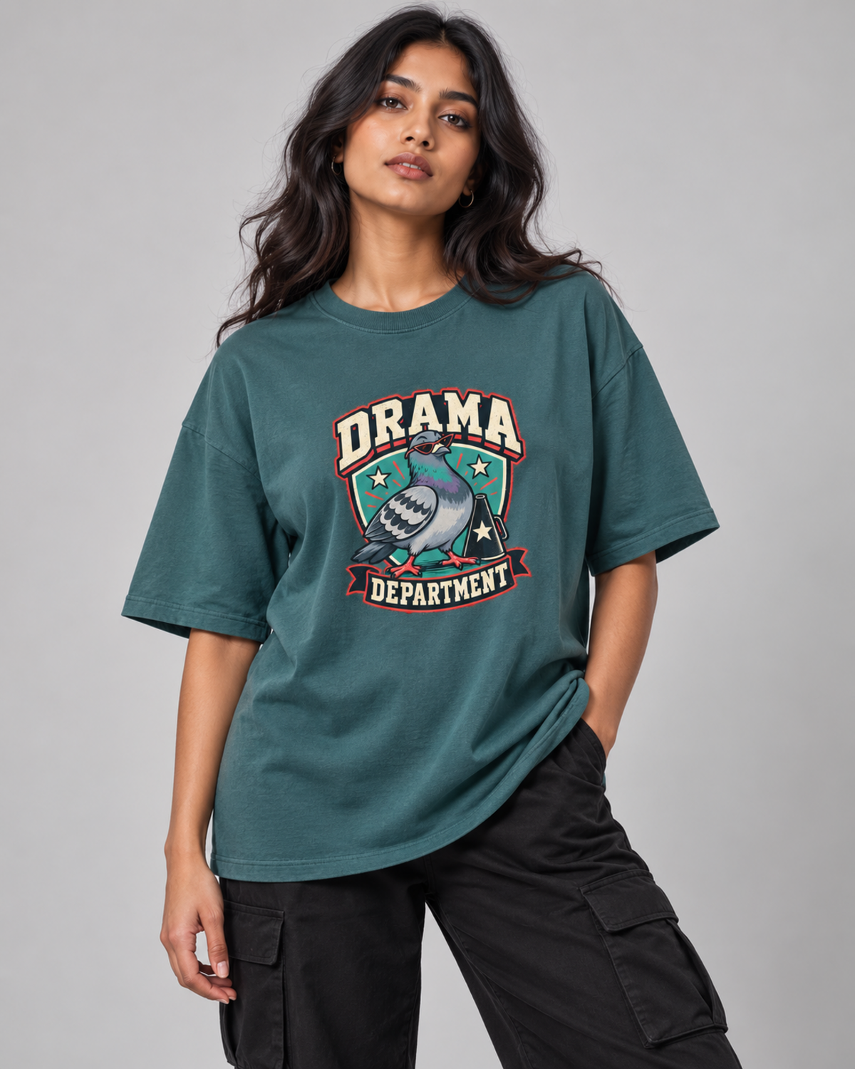DRAMA DEPARTMENT WOMEN'S OVERSIZED T-SHIRT corrected close-up