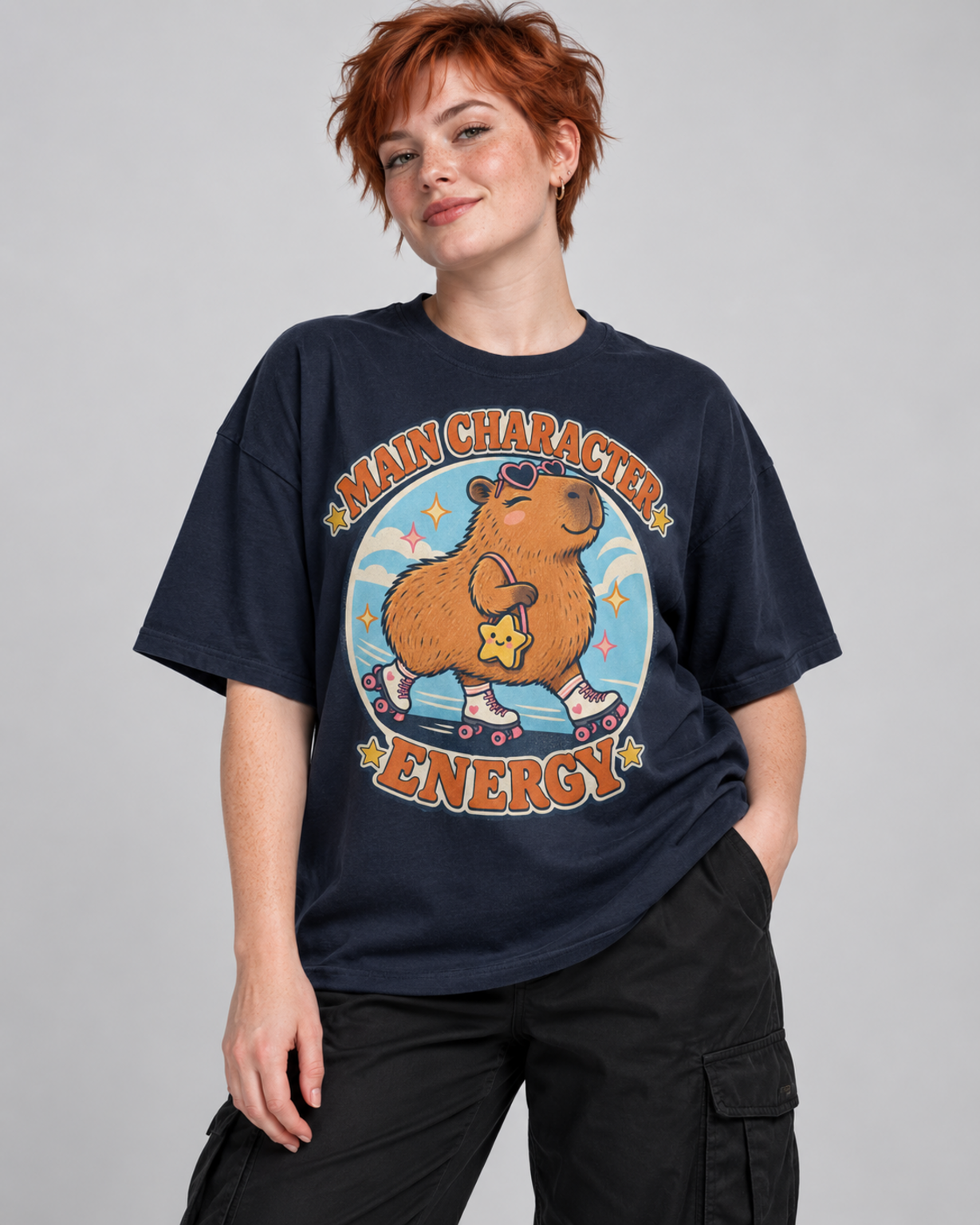 MAIN CHARACTER ENERGY WOMEN'S OVERSIZED T-SHIRT corrected close-up