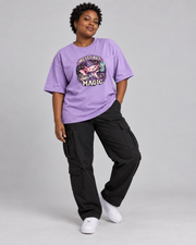 MESSY BUT MAGIC WOMEN'S OVERSIZED T-SHIRT corrected three-quarter pose