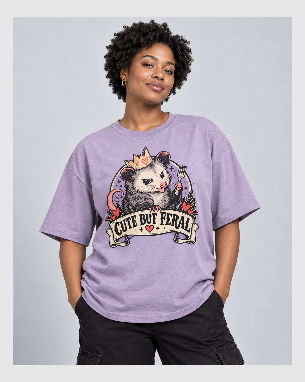 CUTE BUT FERAL OVERSIZED T-SHIRT close-up featured