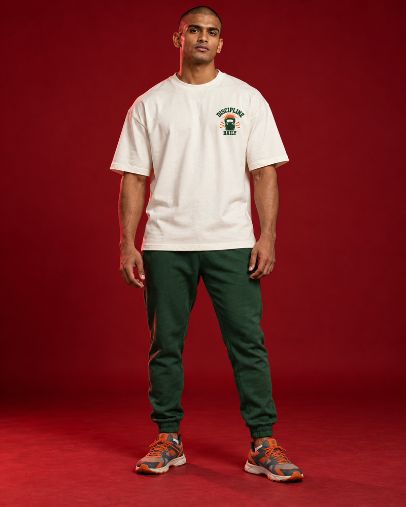 DISCIPLINE DAILY — MEN'S OFF-WHITE OVERSIZED T-SHIRT