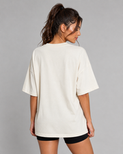 EAT TRAIN SLEEP GO SUPER SAIYAN Women's Off White Oversized T-Shirt Back View