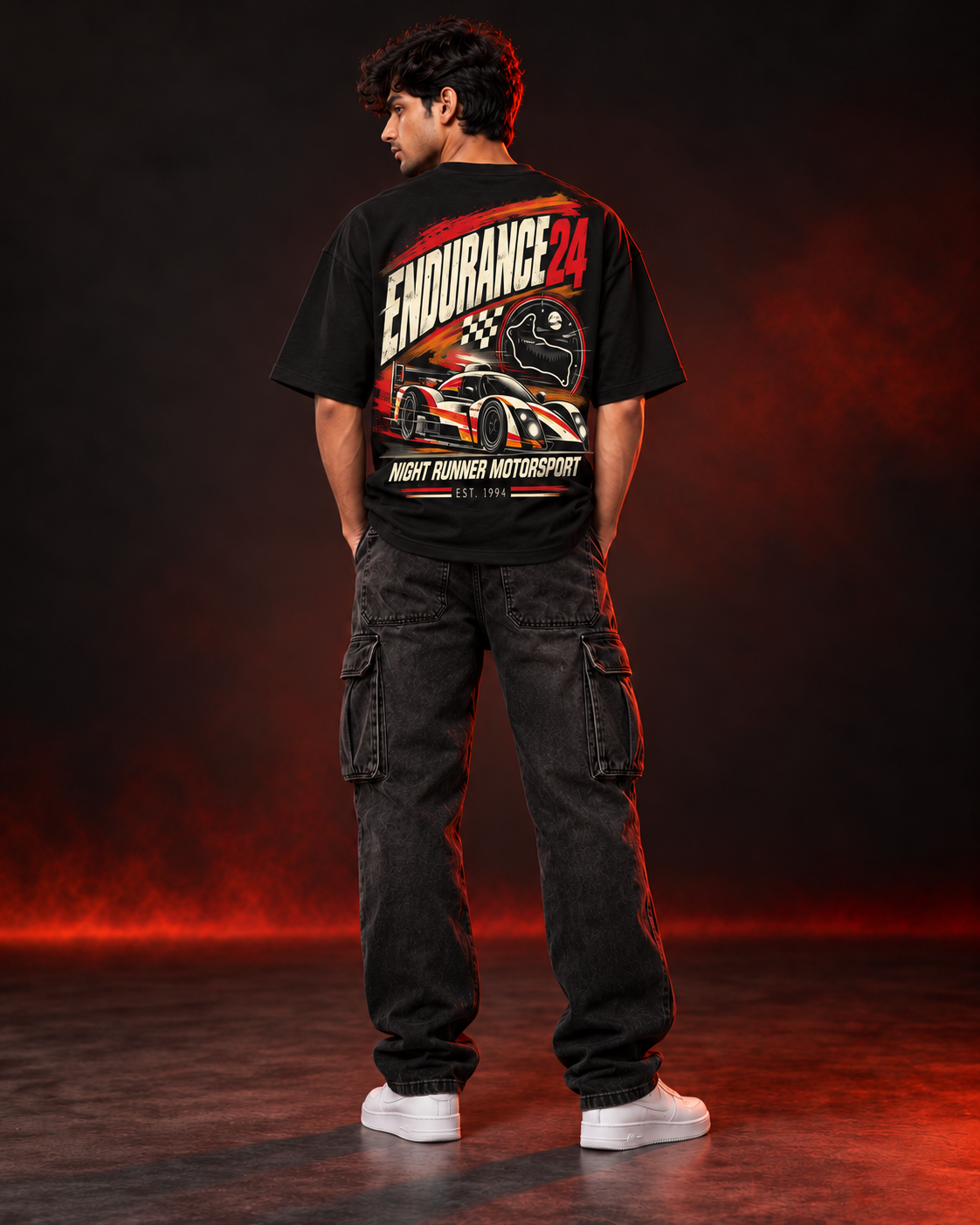 ENDURANCE 24 black oversized T-shirt — tall back print