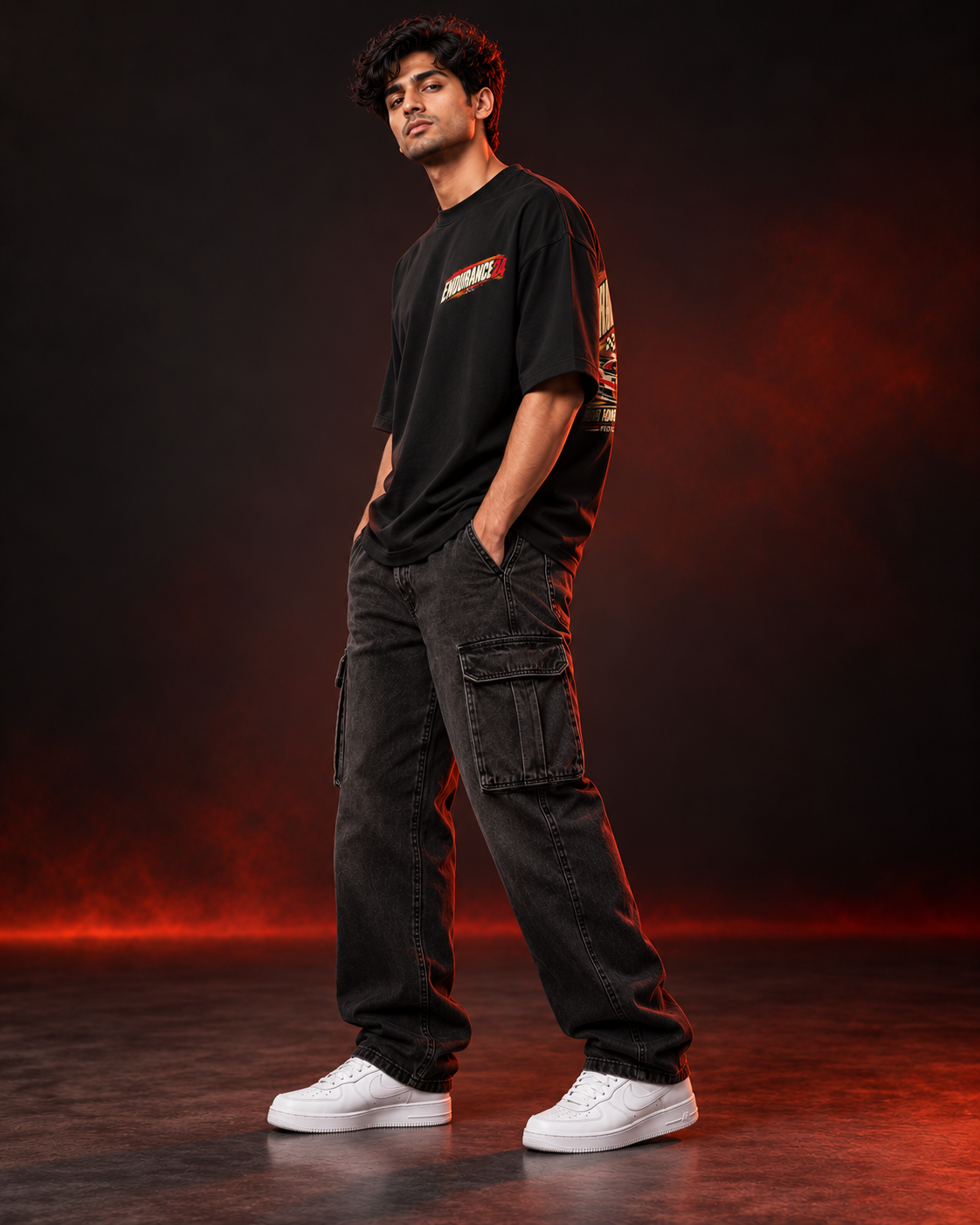 ENDURANCE 24 black oversized T-shirt — side