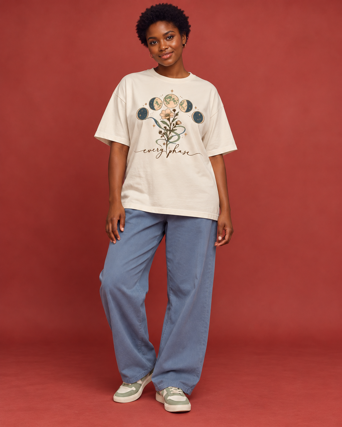 EVERY PHASE women's off-white oversized celestial tee front