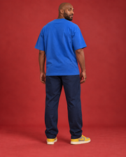 EXTRA TIME plain blue oversized men's tee back