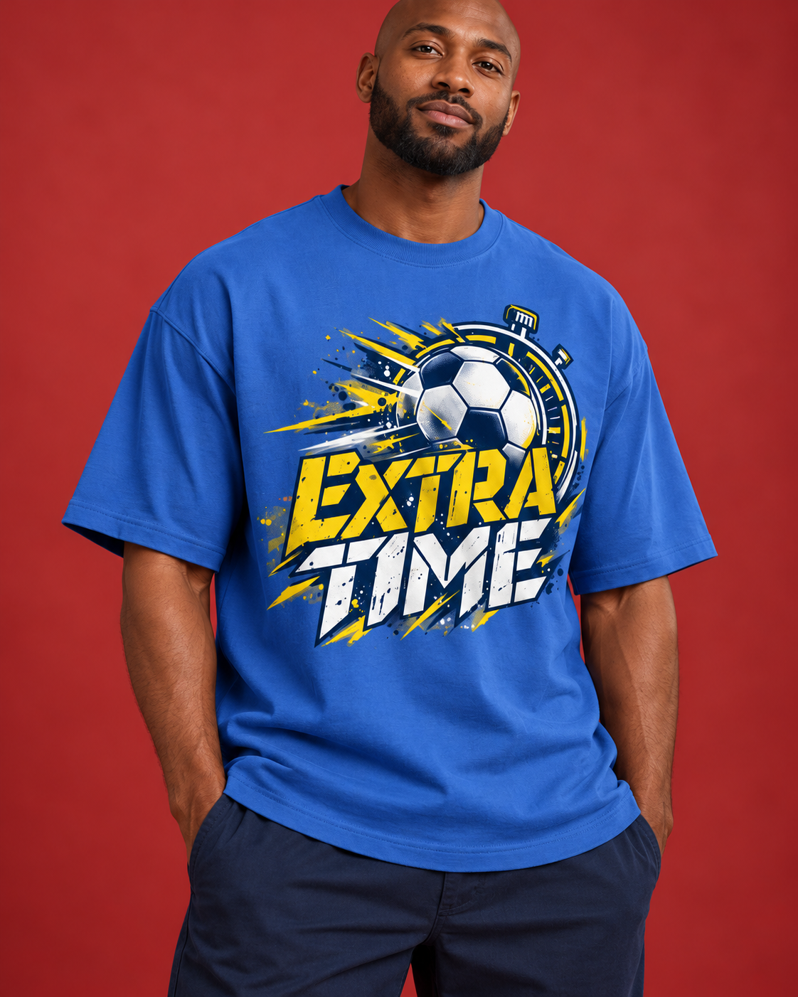 EXTRA TIME stencil football graphic cotton close-up