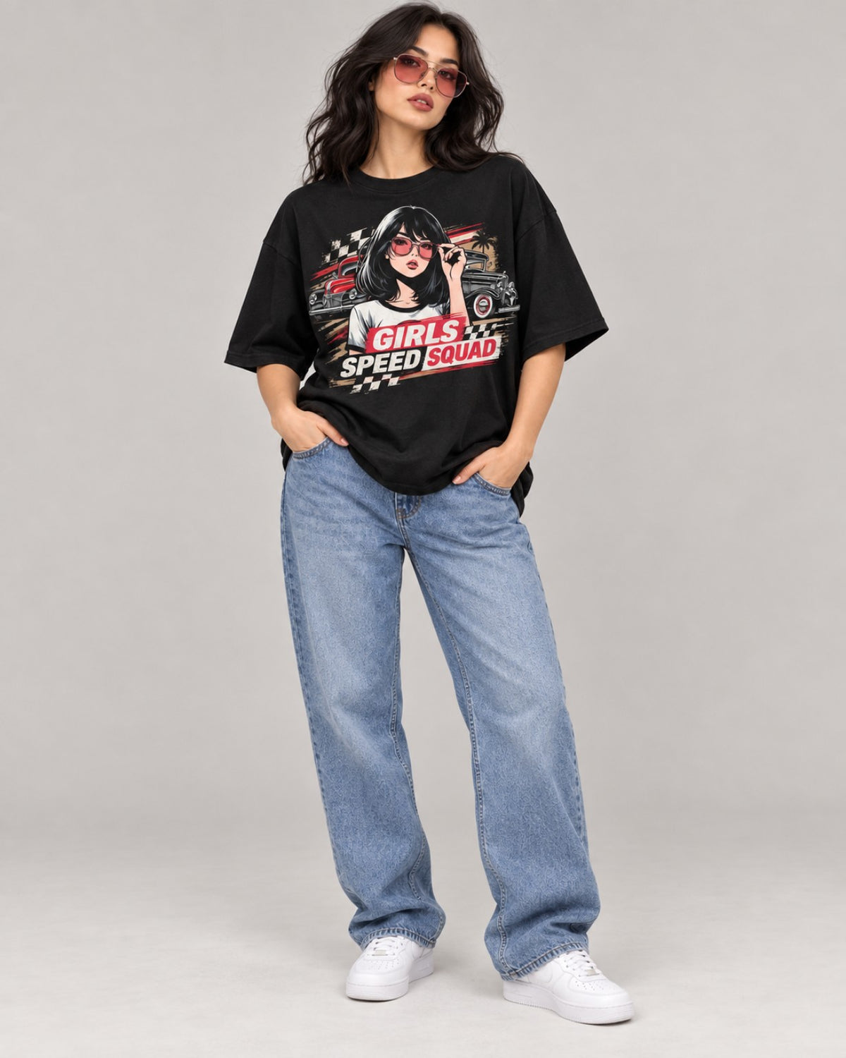 Girls Speed Squad women oversized black T-shirt full front