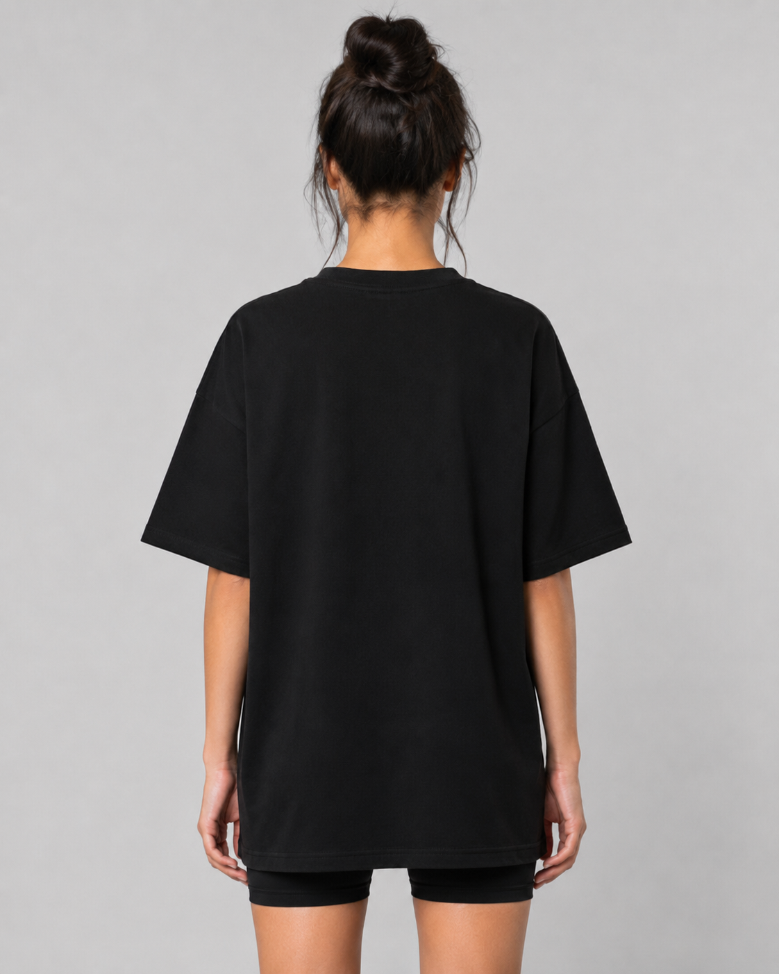 GYM TIME Women's Black Oversized T-Shirt Back View
