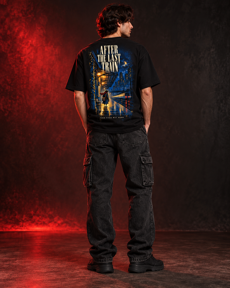 AFTER THE LAST TRAIN OVERSIZED T-SHIRT – BLACK