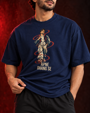 APNE DHANG SE navy tee fabric-fold print detail