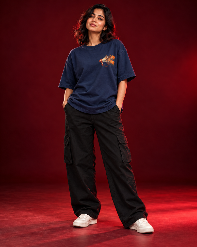 APNI AAWAZ OVERSIZED T-SHIRT – NAVY