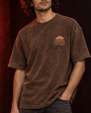 LAST LIGHT 1996 brown acid wash oversized tee detail view