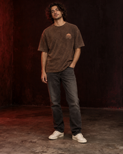 LAST LIGHT 1996 brown acid wash oversized tee front view
