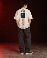 PIT LANE 68 cream oversized T-shirt back view