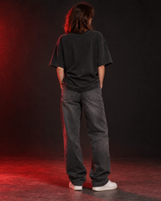 Snooze Social Club charcoal oversized T-shirt back view