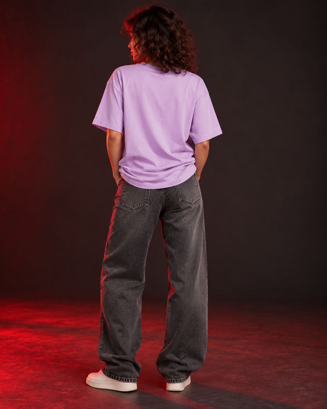 Sweet Little Storm lavender women's oversized T-shirt back view