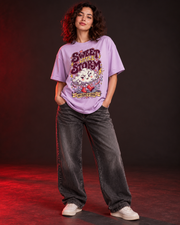 Sweet Little Storm lavender women's oversized T-shirt front view