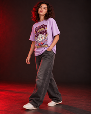 Sweet Little Storm lavender women's oversized T-shirt side view