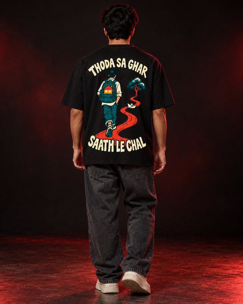 THODA SA GHAR OVERSIZED T-SHIRT – BLACK