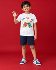 High Five Club white kids tee front
