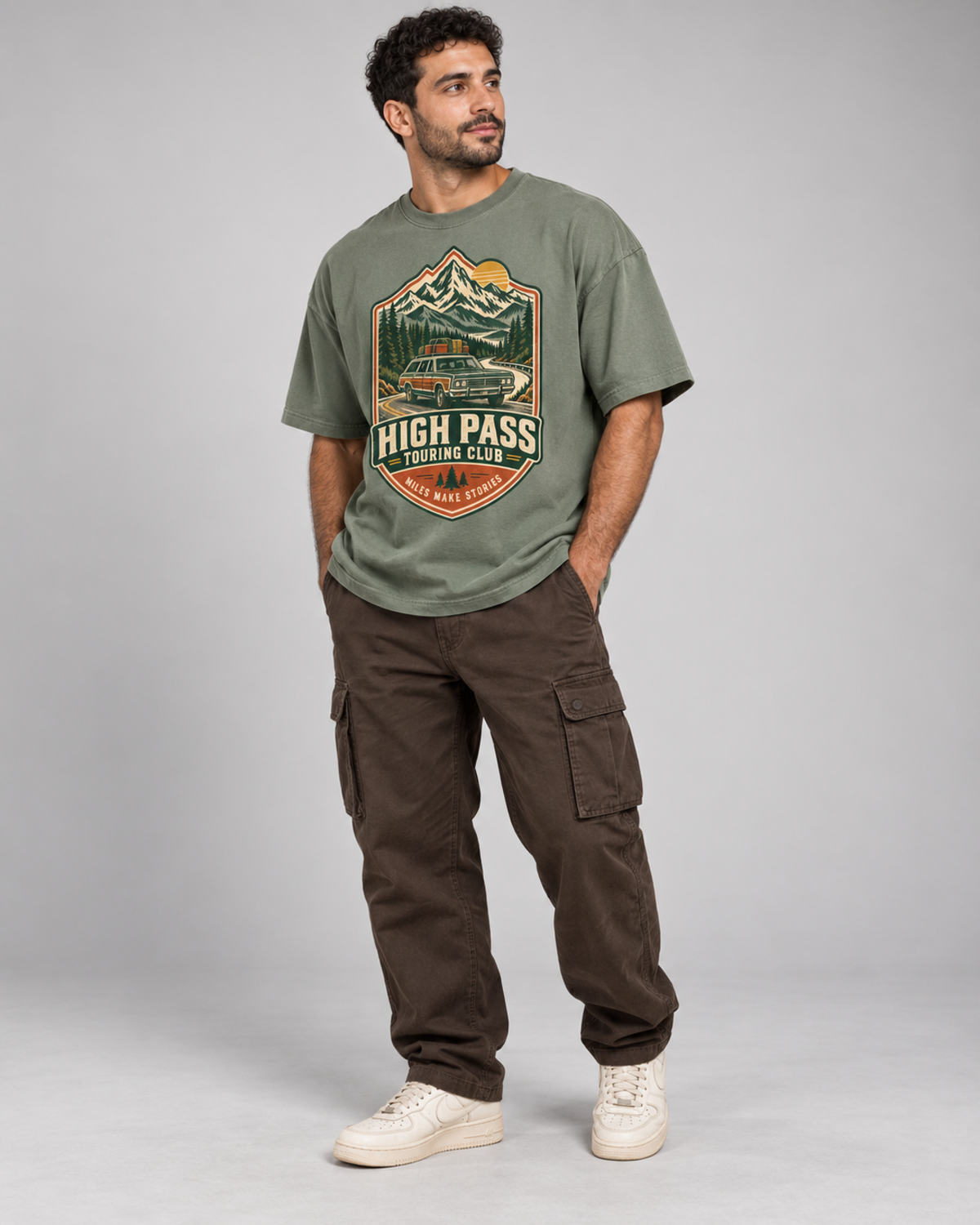 HIGH PASS TOURING CLUB oversized T-shirt — Full front