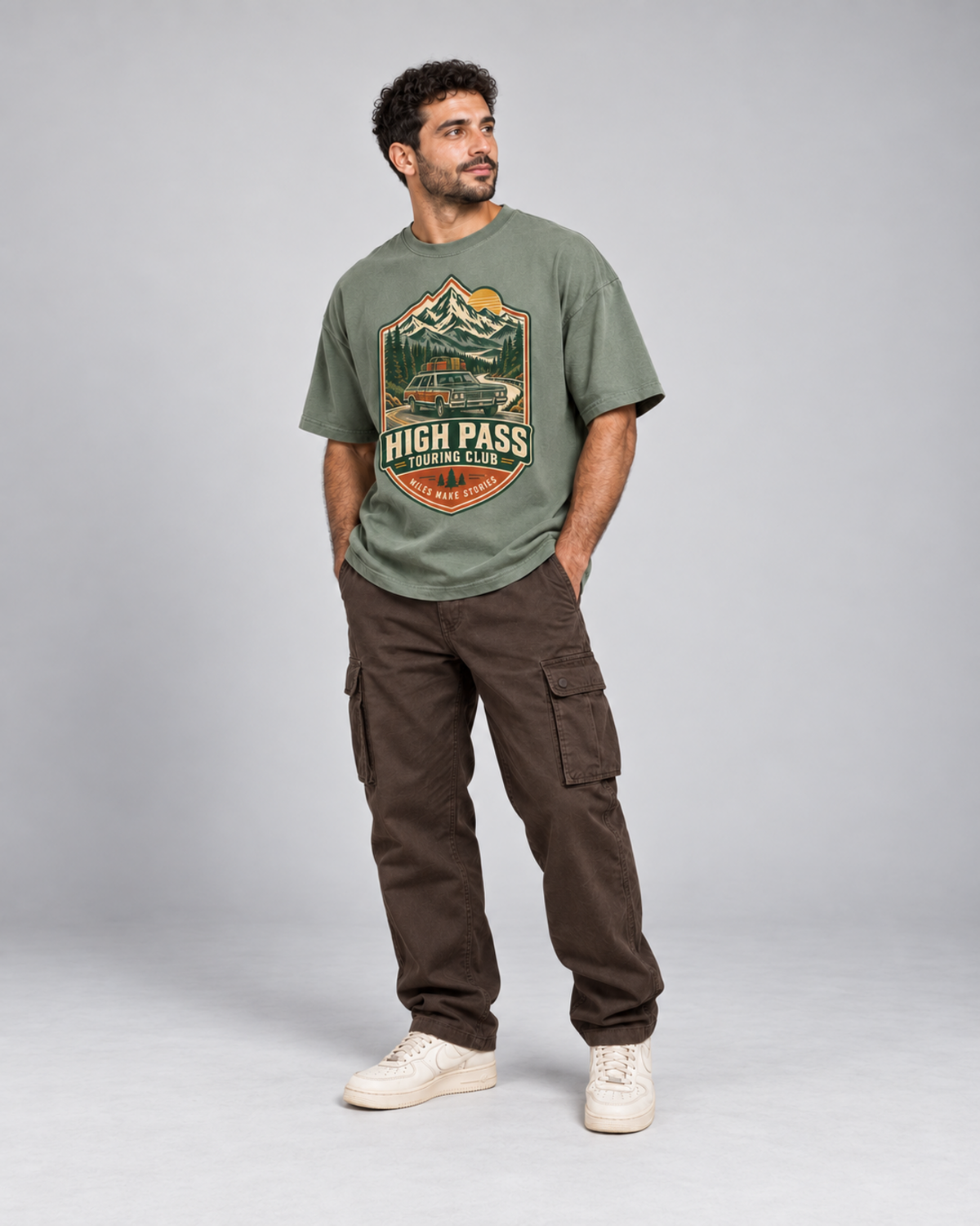 HIGH PASS TOURING CLUB oversized T-shirt — Three-quarter