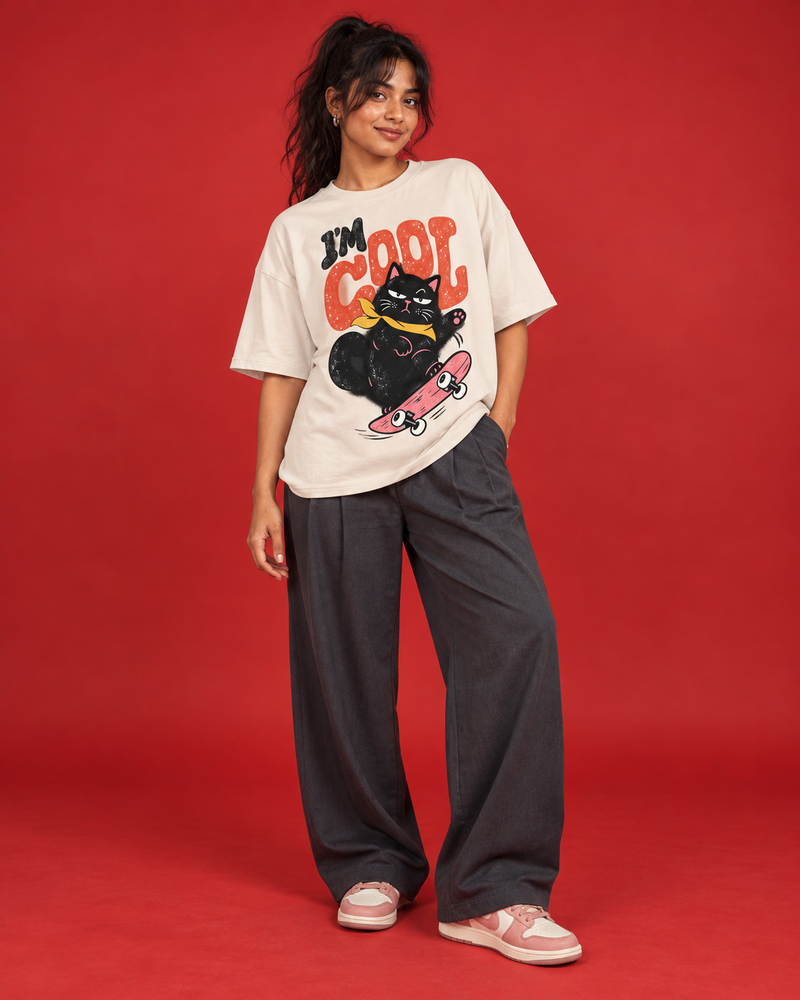 I'M COOL — WOMEN'S OFF-WHITE OVERSIZED T-SHIRT
