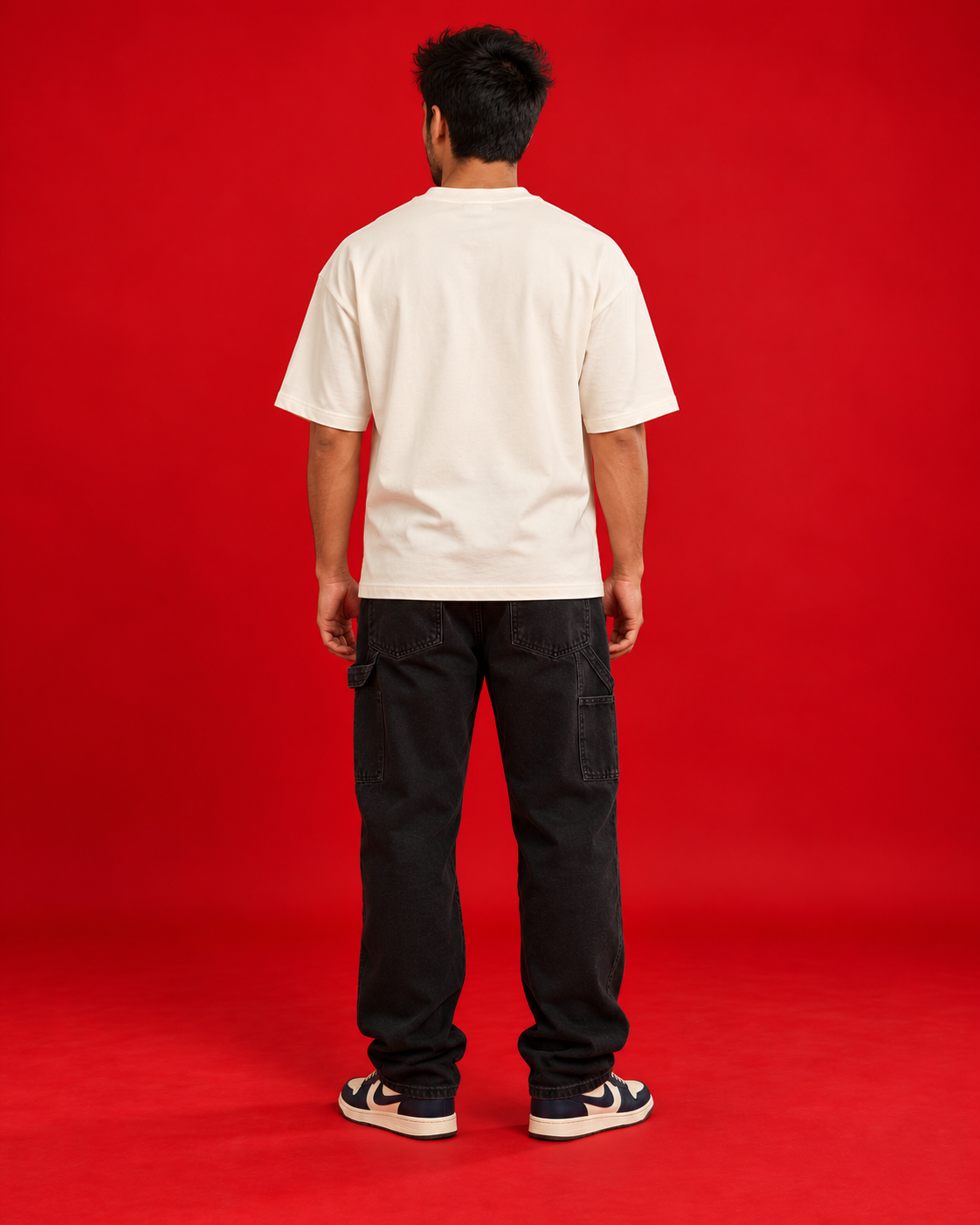 Krodh off-white oversized Marathi typography T-shirt back