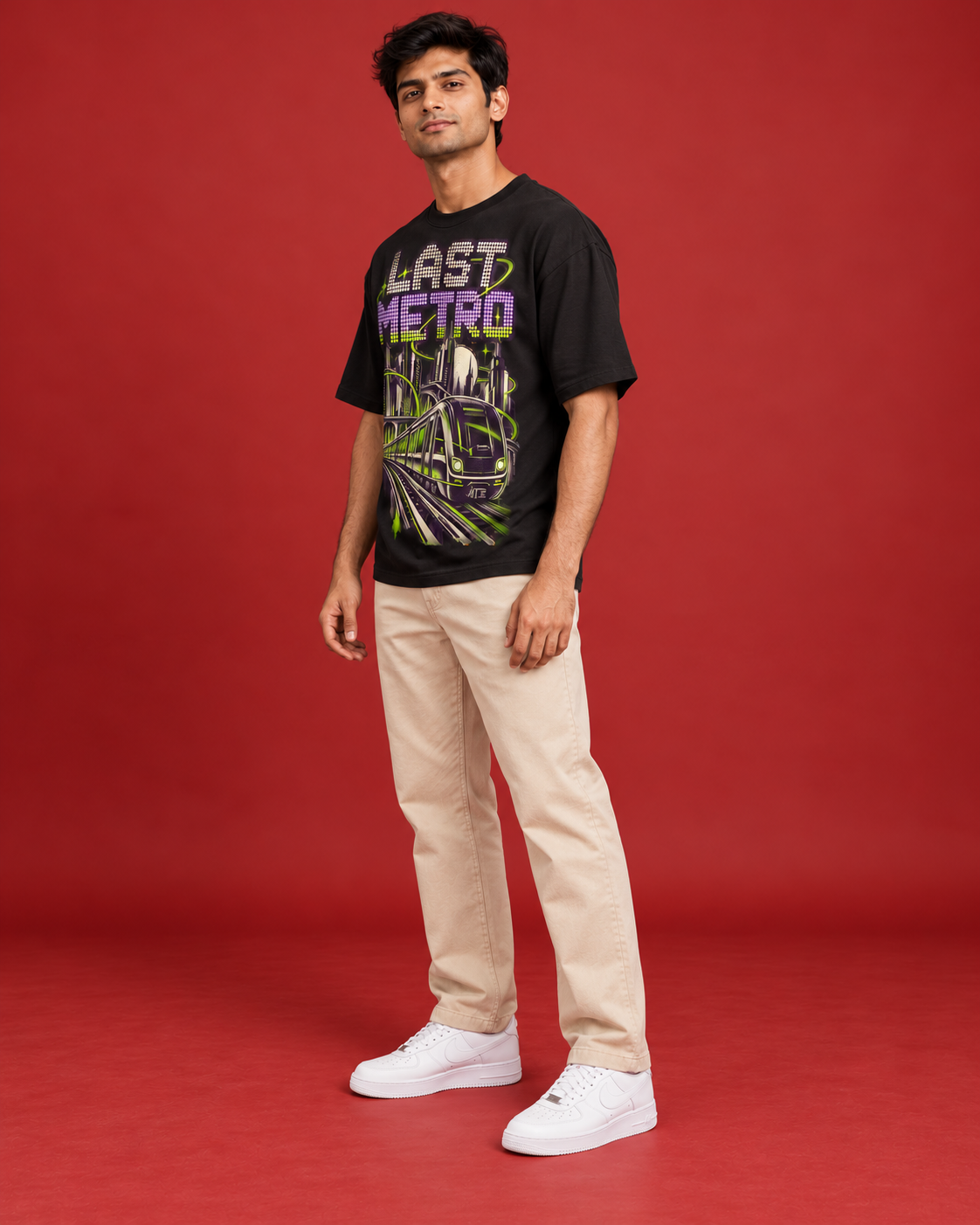 LAST METRO black oversized tee side
