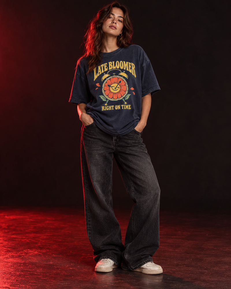 LATE BLOOMER — RIGHT ON TIME Oversized Tee